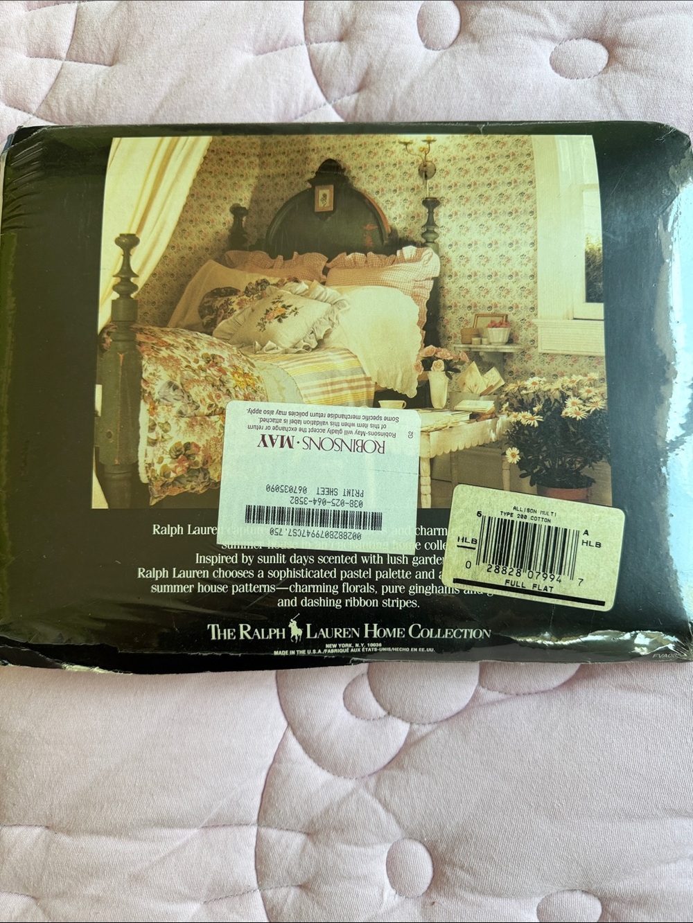 Ralph Lauren Floral Cotton Full Flat Sheet - Yellow, Green & Pink Bouquet - Picture 2 of 2